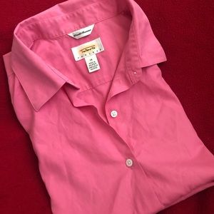 Talbots pink sleeveless button down shirt 14P euc